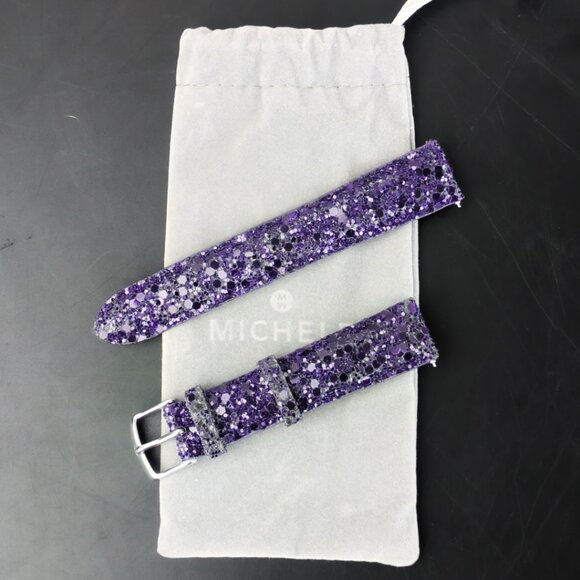 18mm Michele Watch Band Purple Leather SAME DAY SHIPPING - Picture 1 of 5